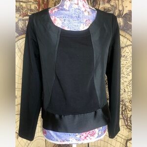 Luukaa black long sleeve ribbon hem top